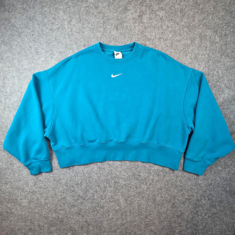 Nike Sportswear Essential Oversized S Cropped Fleece Sweatshirt Turquoise DJ7665